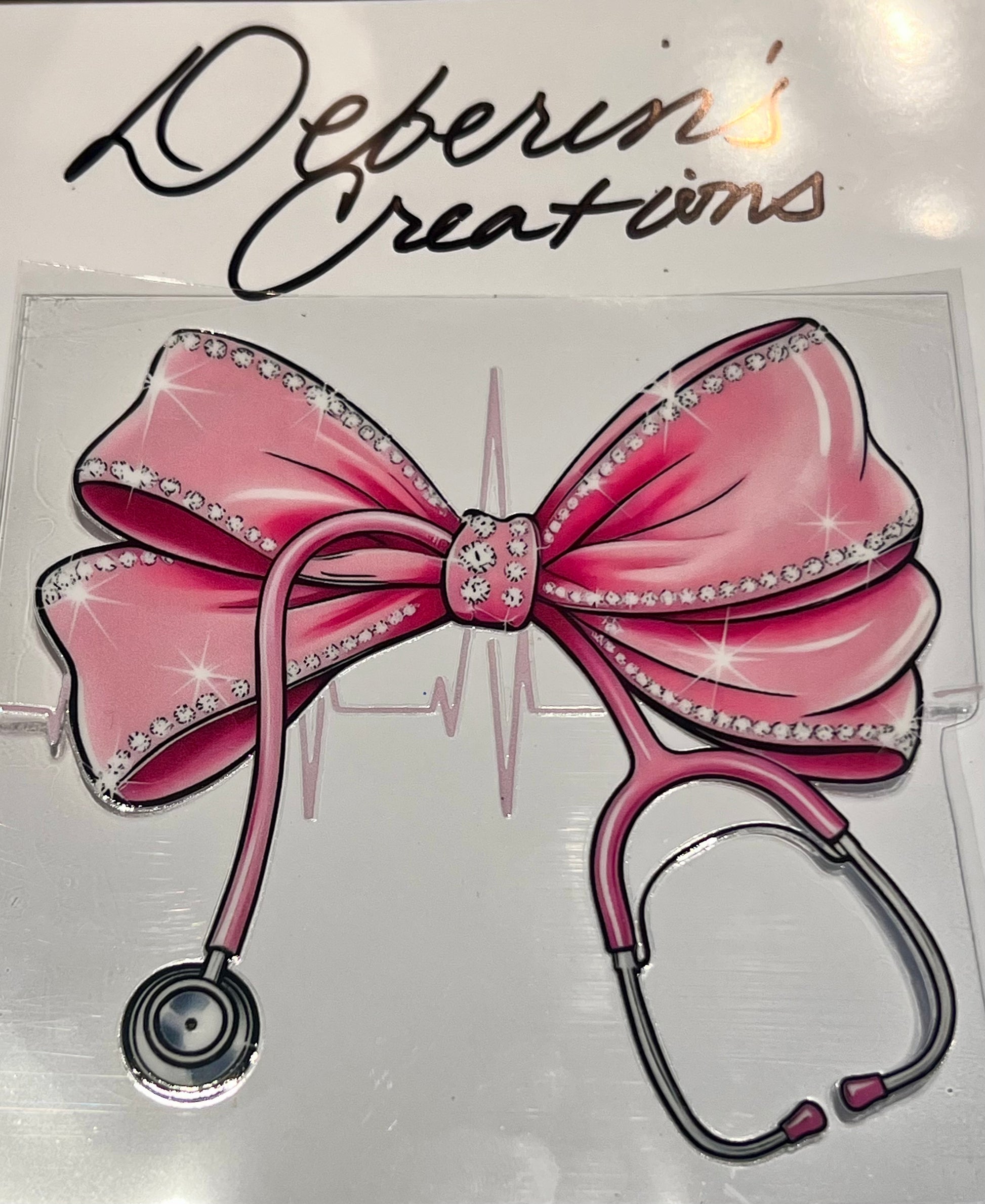 Medical - Pink bling bow stethoscope