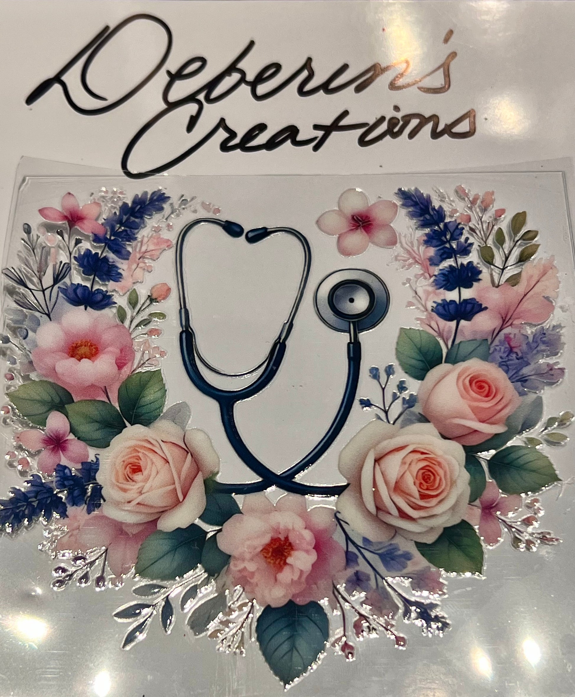 Medical - Blue floral stethoscope