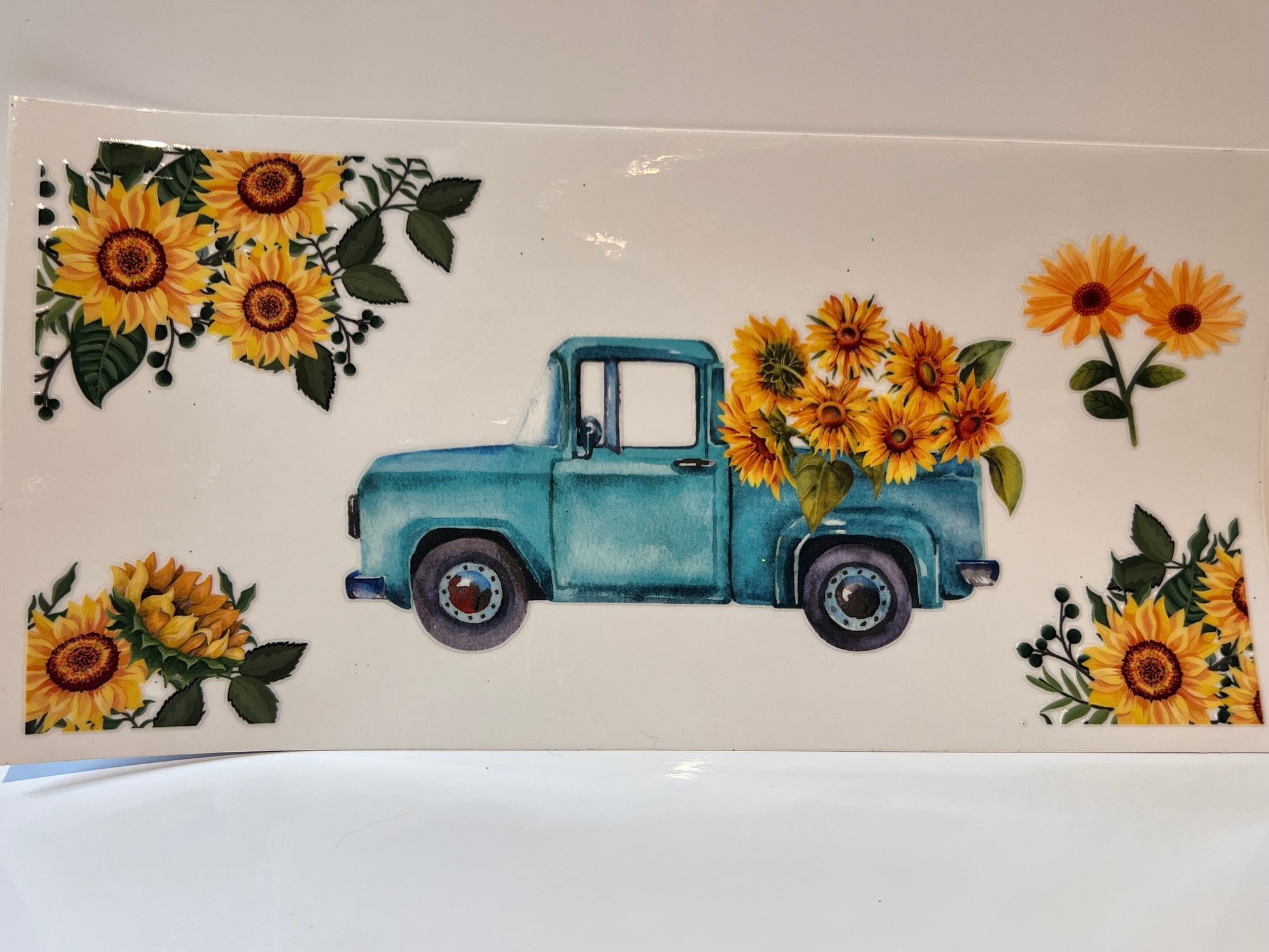 Sunflower blue truck
