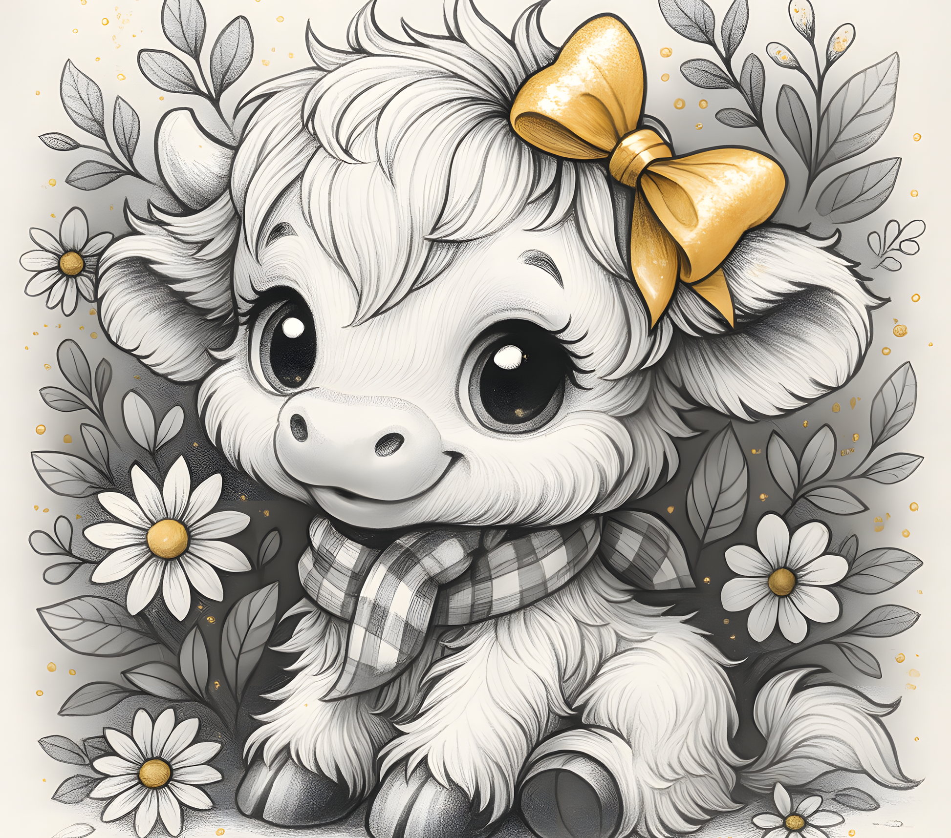 Highland Cow - Daisy Print