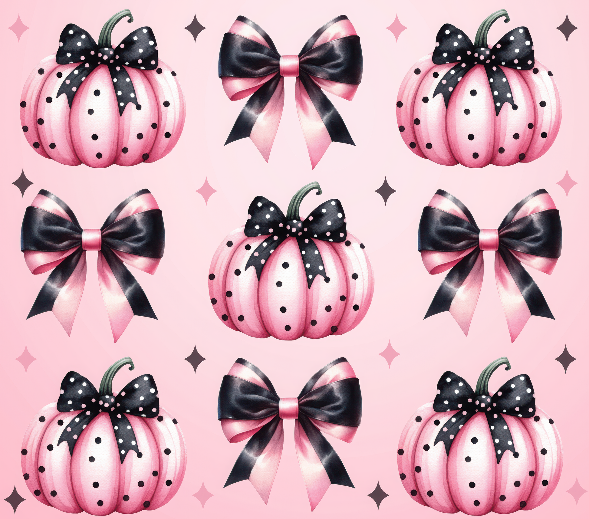 Halloween - Pink Pumpkins with black bows