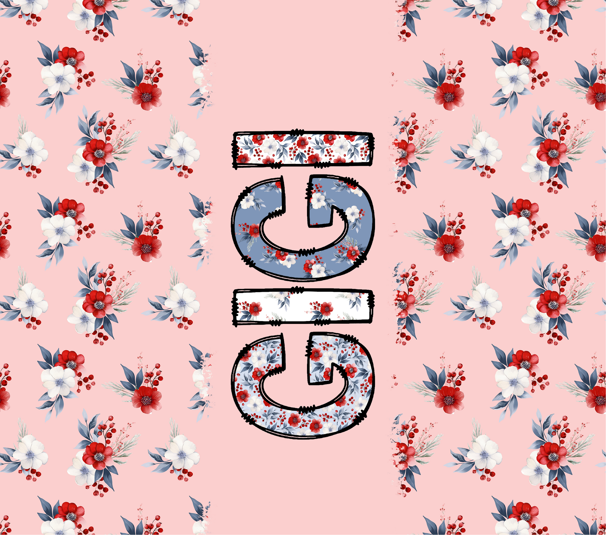 Gigi - Blue Red white floral print