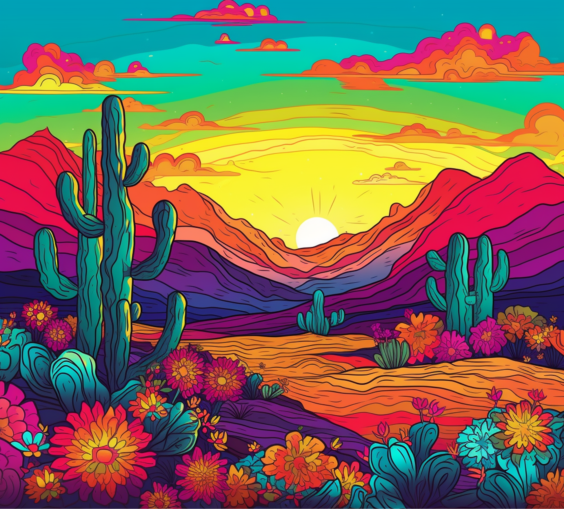 Colorful Cactus Desert