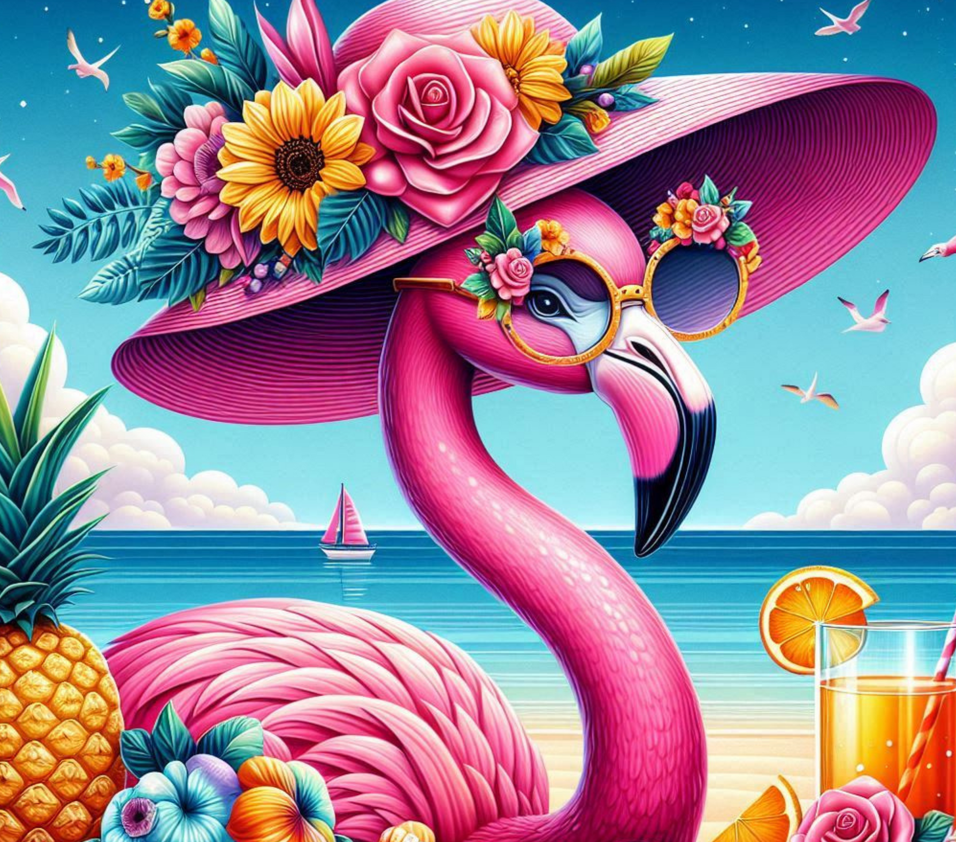 Flamingo - Big hat
