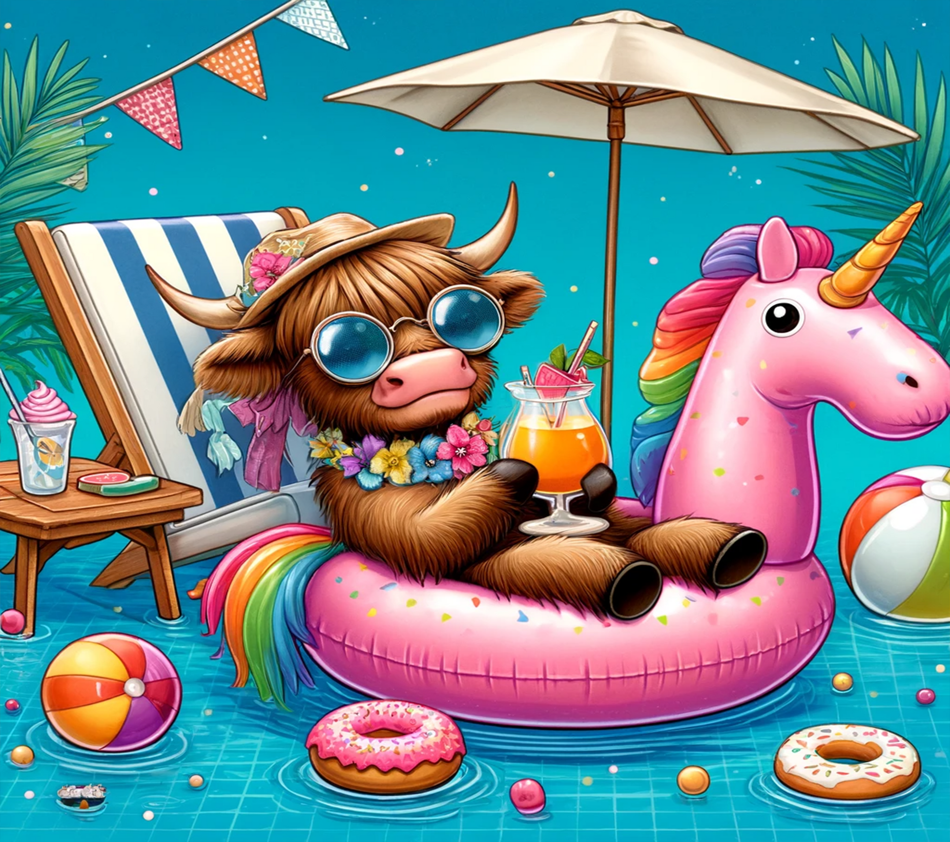Pool - Heifer in pink Unicorn Floatie