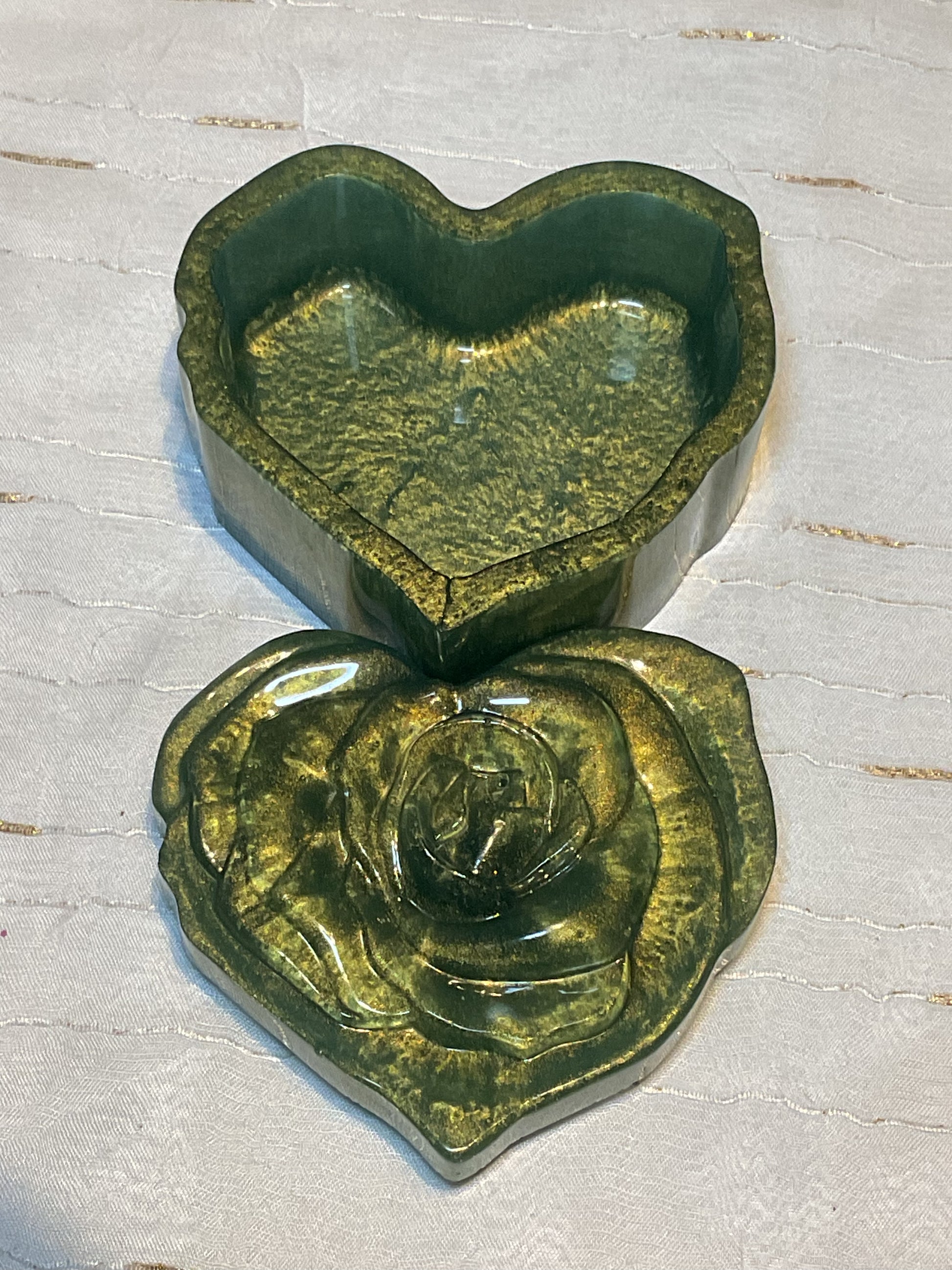 Heart Trinkets - Green with lid
