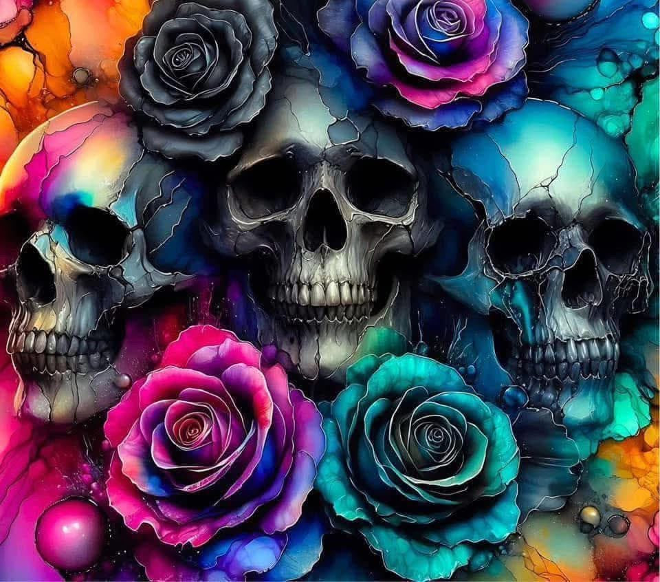 Colorful water color Skull