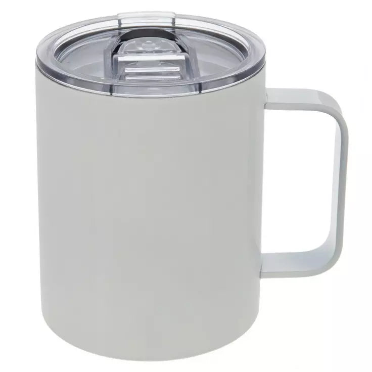 12oz White stainless steel mug with handle and lid